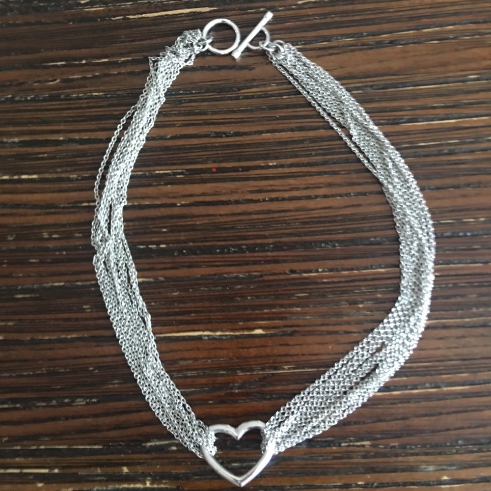 Sterling Silver Heart & Toggle Necklace